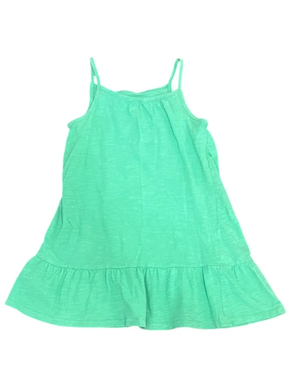 H&M Green Cotton Sundress Size 6X/7 Sleeveless Ruffle Hem